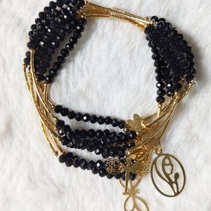 Bracelet Crystal Glass Pendent Gold Plated Semanario Chapa de oro 4 & 6 mm